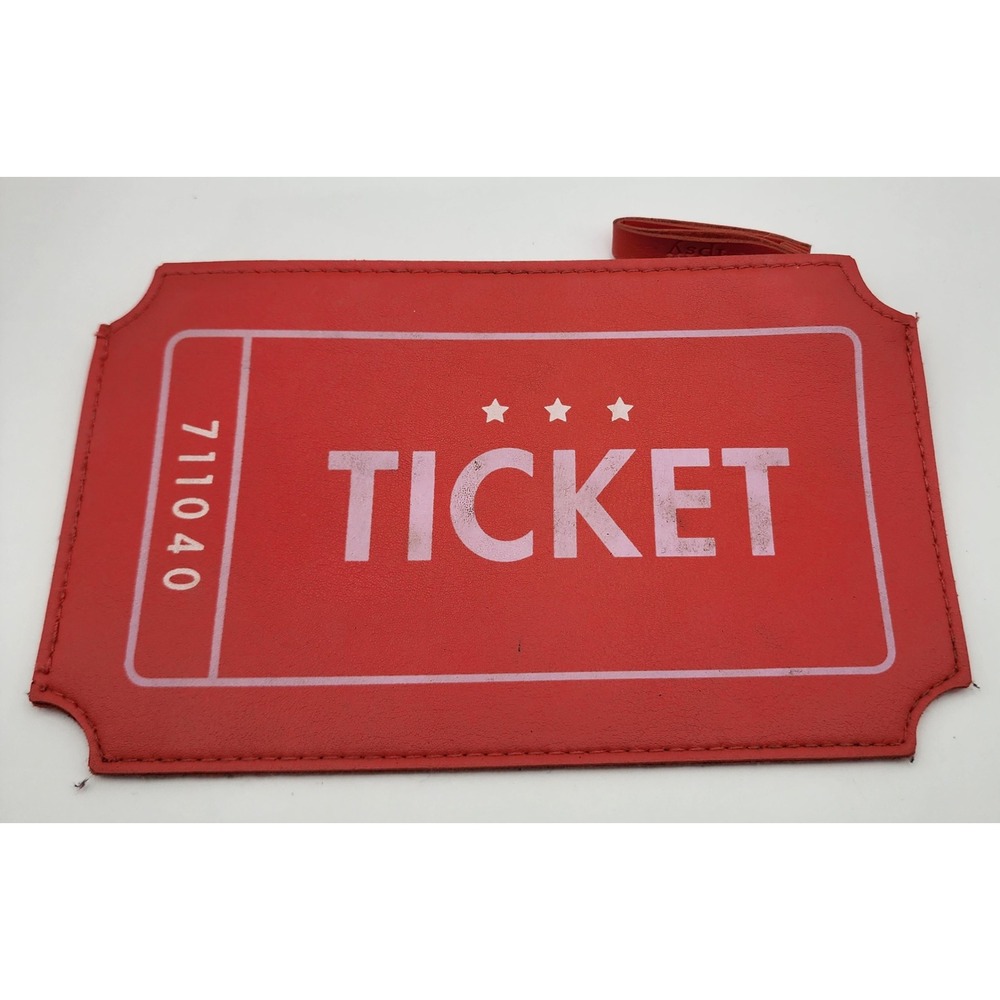 Ipsy Red Ticket Stub Makeup Bag Cosmetic Pouch Zippered Travel Organizer 711040
